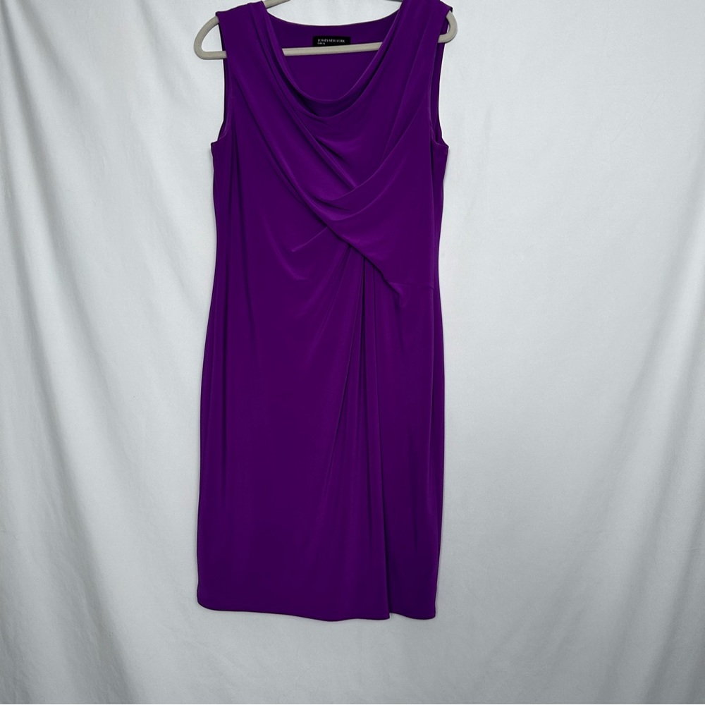 Jones New York Size 10 Magenta  Shirt Dress  Chris Cross Cinched Waist